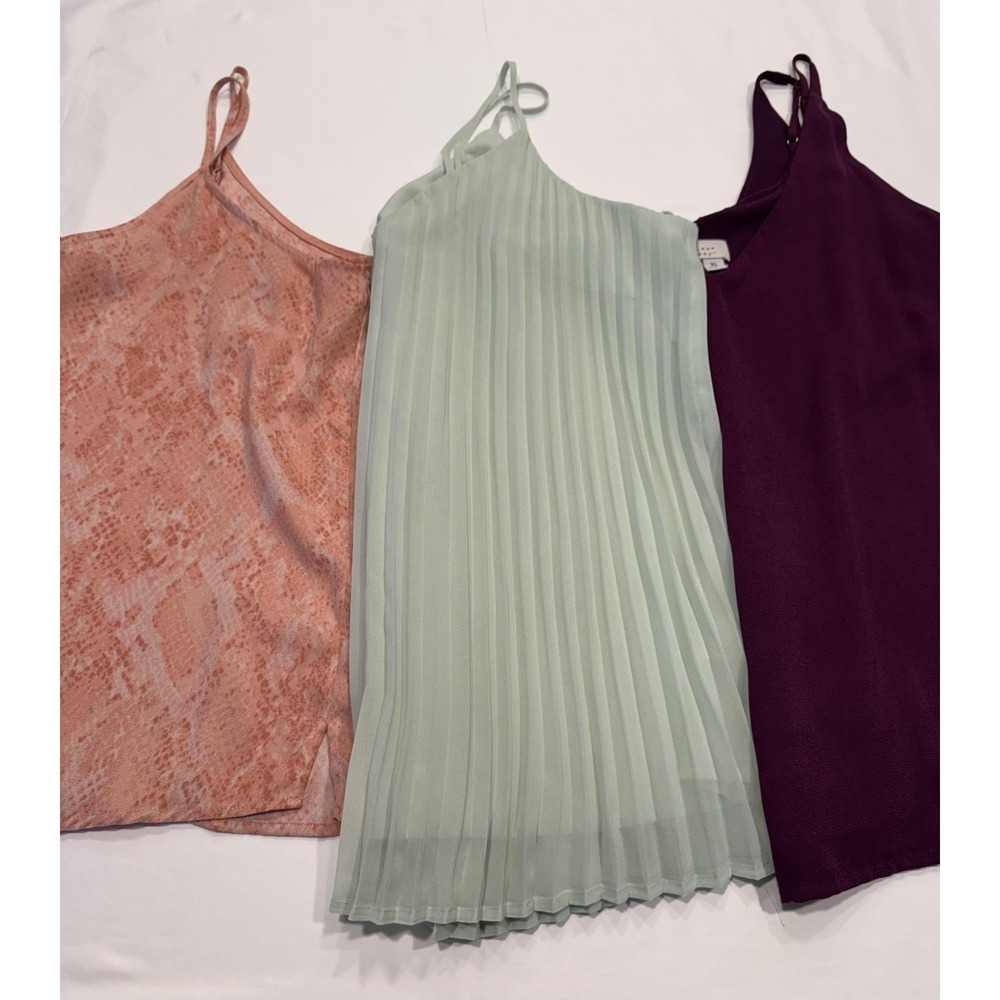 3-A New Day Camisole Bundle XL Pleated Snakeskin‎ Plum Purple Green Peach Exc